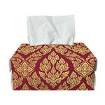 Gold And Red Thai Pattern Print Rectangle Tissue Box Cover