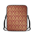 Gold And Red Thai Pattern Print Rectangular Crossbody Bag