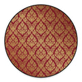 Gold And Red Thai Pattern Print Round Floor Mat
