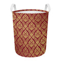 Gold And Red Thai Pattern Print Round Laundry Basket