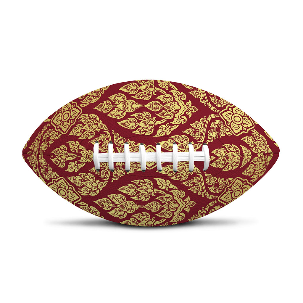 Gold And Red Thai Pattern Print Rugby Ball
