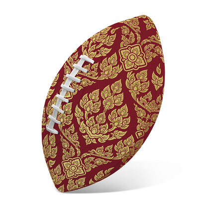 Gold And Red Thai Pattern Print Rugby Ball