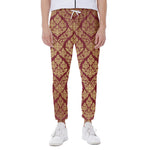 Gold And Red Thai Pattern Print Scuba Joggers