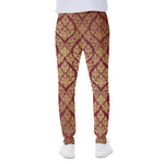 Gold And Red Thai Pattern Print Scuba Joggers
