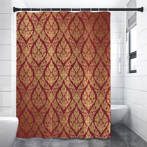 Gold And Red Thai Pattern Print Shower Curtain