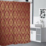 Gold And Red Thai Pattern Print Shower Curtain