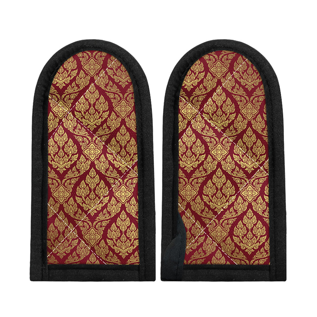 Gold And Red Thai Pattern Print Skillet Handle Cover