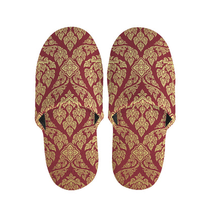 Gold And Red Thai Pattern Print Slippers