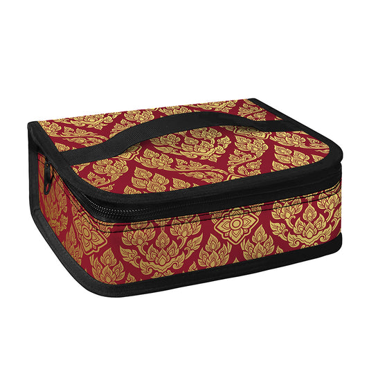 Gold And Red Thai Pattern Print Small Lunch Bag