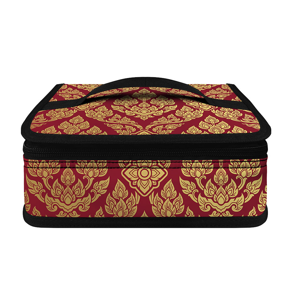 Gold And Red Thai Pattern Print Small Lunch Bag