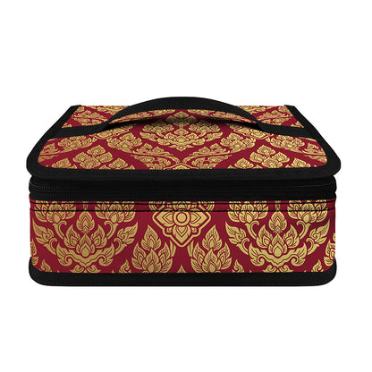 Gold And Red Thai Pattern Print Small Lunch Bag