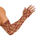 Gold And Red Thai Pattern Print Sun Protection Arm Sleeves