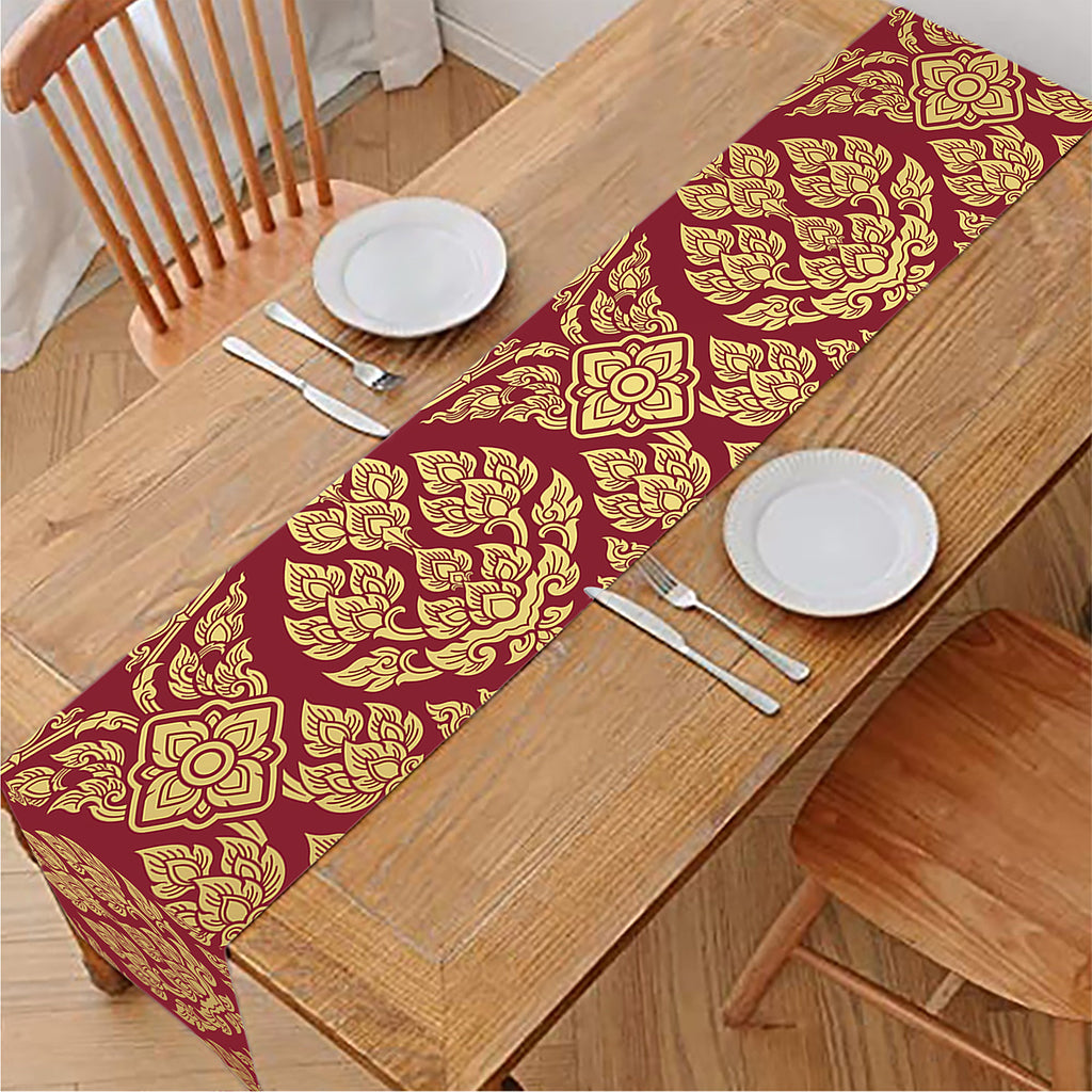 Gold And Red Thai Pattern Print Table Runner