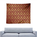 Gold And Red Thai Pattern Print Tapestry