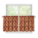Gold And Red Thai Pattern Print Tier Curtains