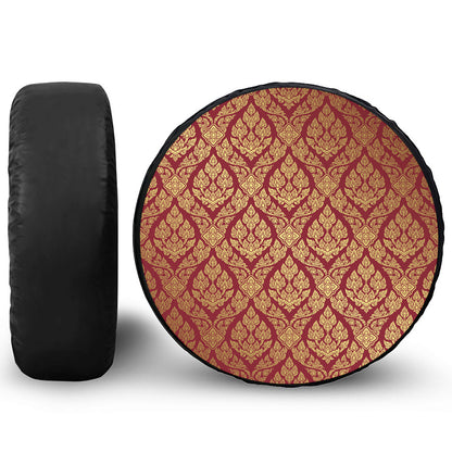 Gold And Red Thai Pattern Print Tire Cover