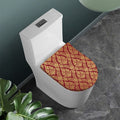 Gold And Red Thai Pattern Print Toilet Lid Cover