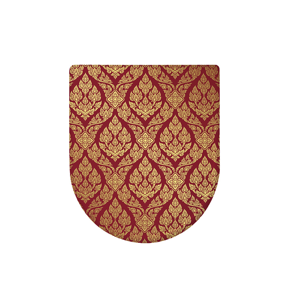 Gold And Red Thai Pattern Print Toilet Lid Cover