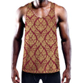 Gold And Red Thai Pattern Print Men's Workout Tank Top