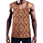 Gold And Red Thai Pattern Print Training Tank Top