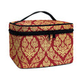 Gold And Red Thai Pattern Print Travel Makeup Bag