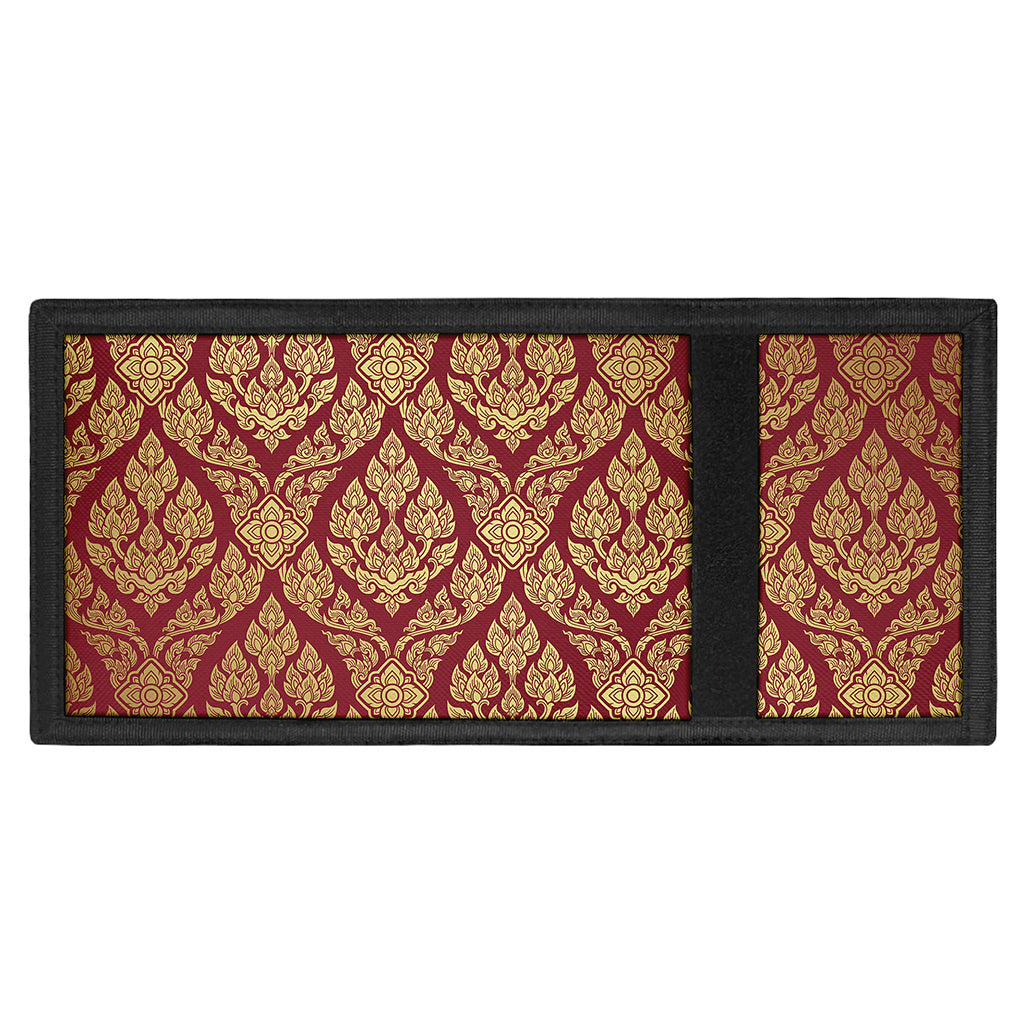 Gold And Red Thai Pattern Print Trifold Wallet