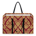 Gold And Red Thai Pattern Print Utility Tote Bag