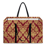 Gold And Red Thai Pattern Print Utility Tote Bag