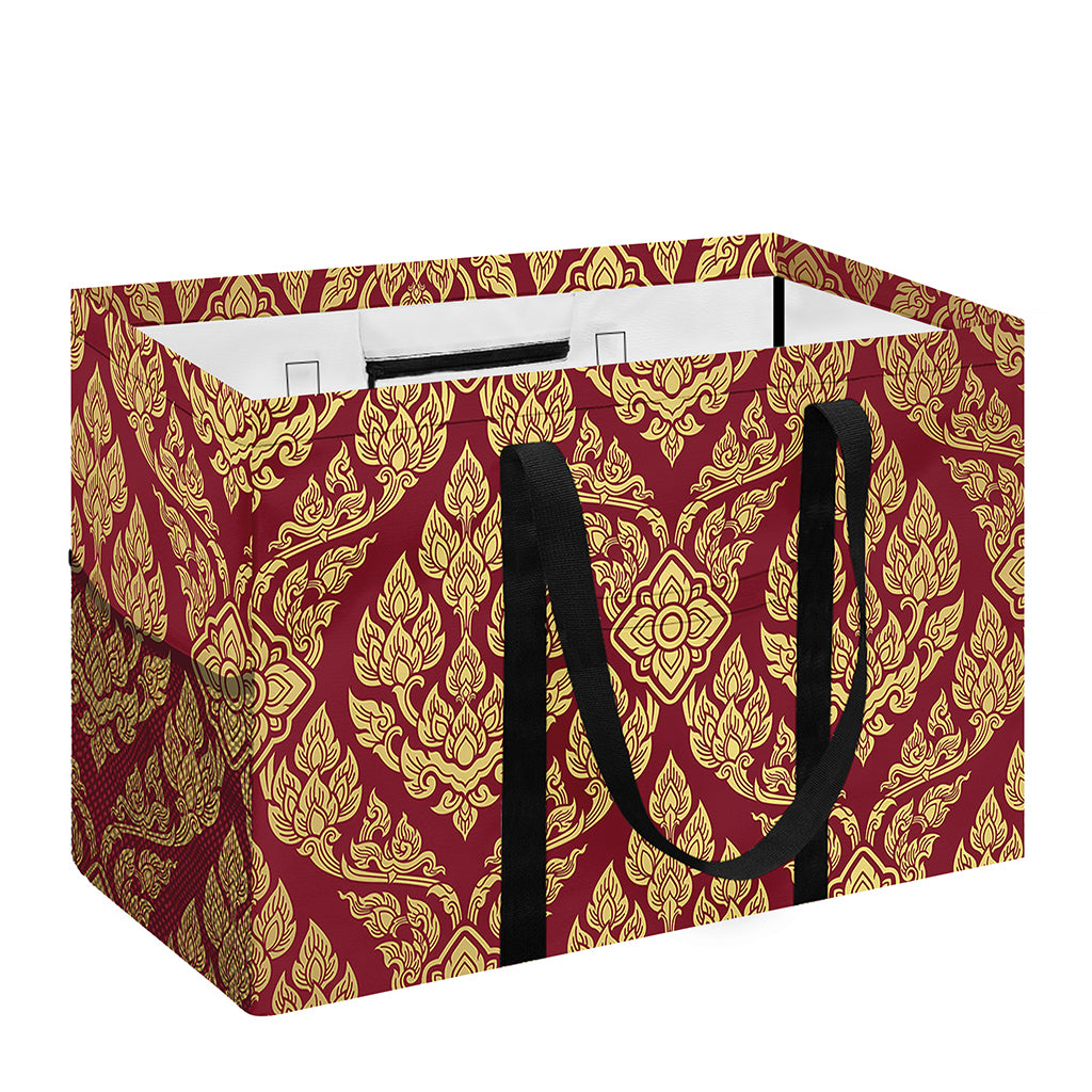 Gold And Red Thai Pattern Print Utility Tote Bag