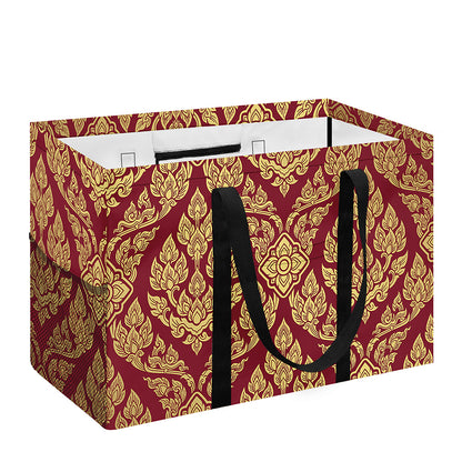 Gold And Red Thai Pattern Print Utility Tote Bag