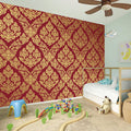 Gold And Red Thai Pattern Print Wall Sticker