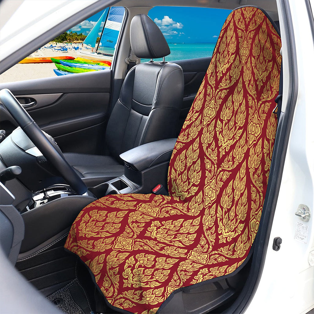 Gold And Red Thai Pattern Print Waterproof Car Seat Cover