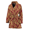 Gold And Red Thai Pattern Print Women's Bathrobe