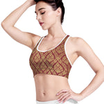 Gold And Red Thai Pattern Print Women's Sports Bra