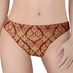 Gold And Red Thai Pattern Print Women's Thong