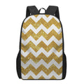 Gold And White Chevron Pattern Print 17 Inch Backpack