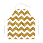 Gold And White Chevron Pattern Print Adjustable Apron
