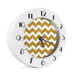 Gold And White Chevron Pattern Print Alarm Clock