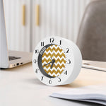 Gold And White Chevron Pattern Print Alarm Clock