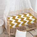 Gold And White Chevron Pattern Print Baby Crib Sheet
