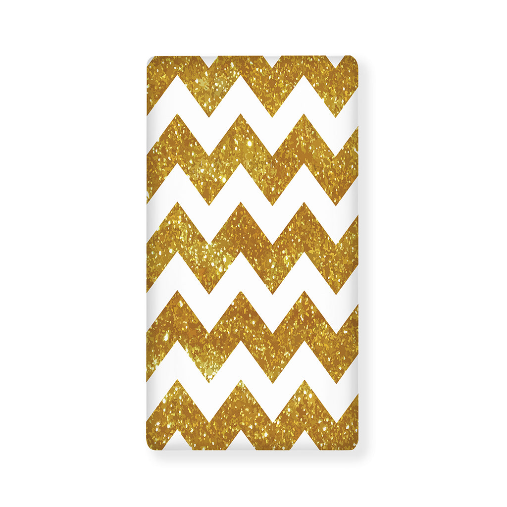Gold And White Chevron Pattern Print Baby Crib Sheet