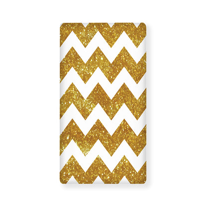 Gold And White Chevron Pattern Print Baby Crib Sheet