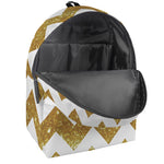 Gold And White Chevron Pattern Print Backpack