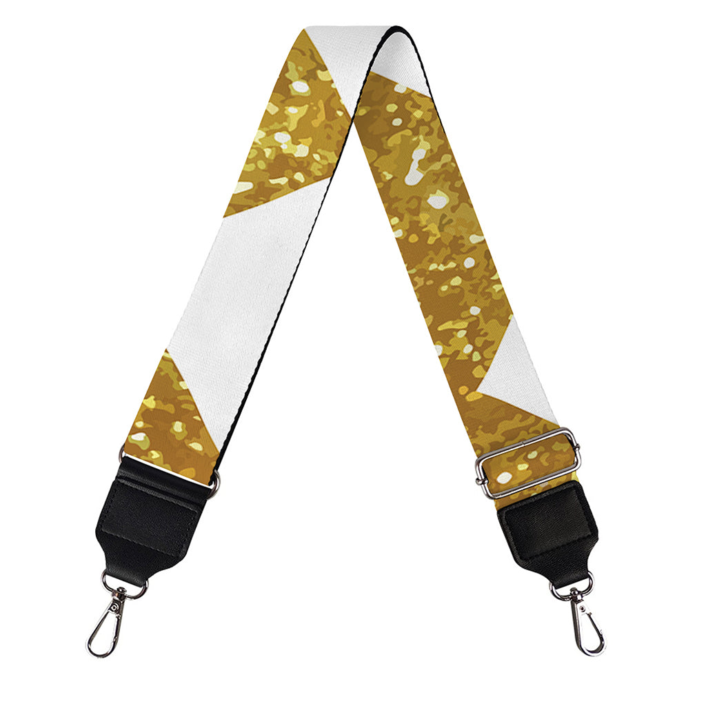 Gold And White Chevron Pattern Print Bag Strap