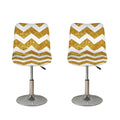 Gold And White Chevron Pattern Print Bar Stool Covers