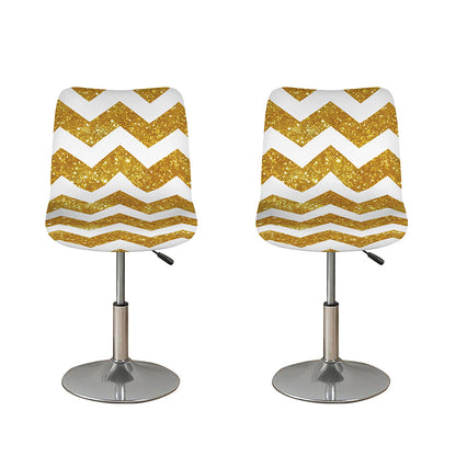 Gold And White Chevron Pattern Print Bar Stool Covers