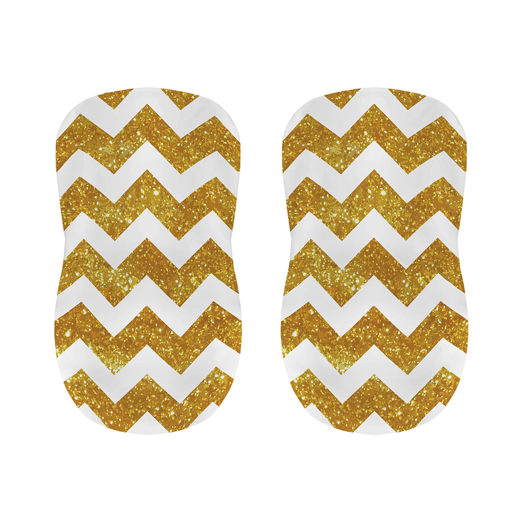 Gold And White Chevron Pattern Print Bar Stool Covers