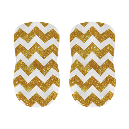 Gold And White Chevron Pattern Print Bar Stool Covers