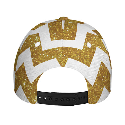 Gold And White Chevron Pattern Print Baseball Cap