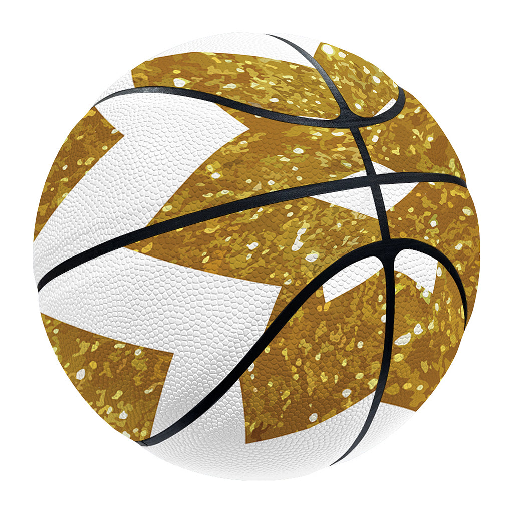 Gold And White Chevron Pattern Print Basketball